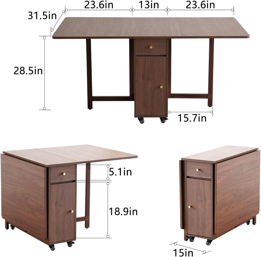 COMUHOME Extendable Drop Leaf Folding Dining Table with 4 Chairs, Collapsible...