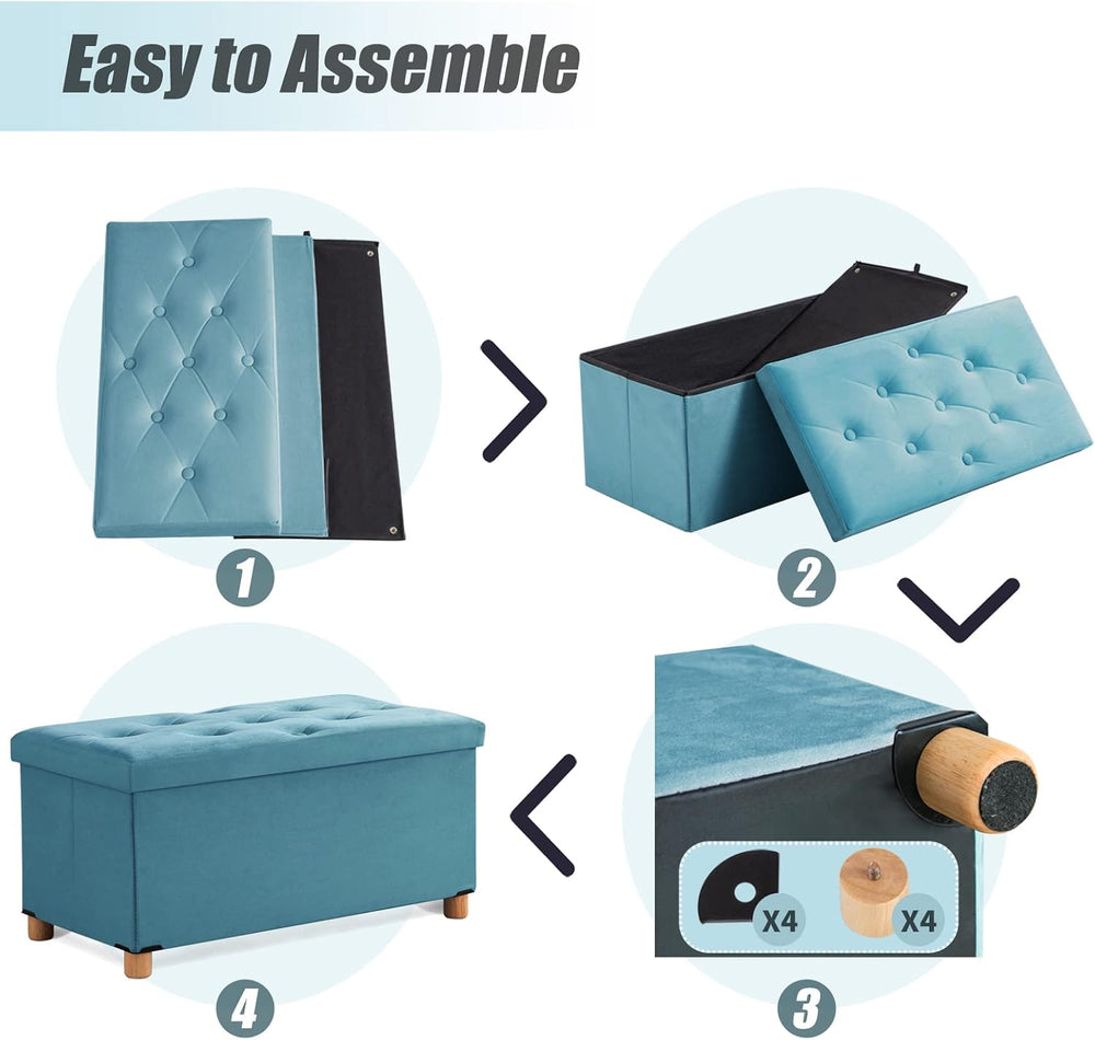 BRIAN & DANY 30 Inches Folding Storage Ottoman Bench, Ottoman with Storag...