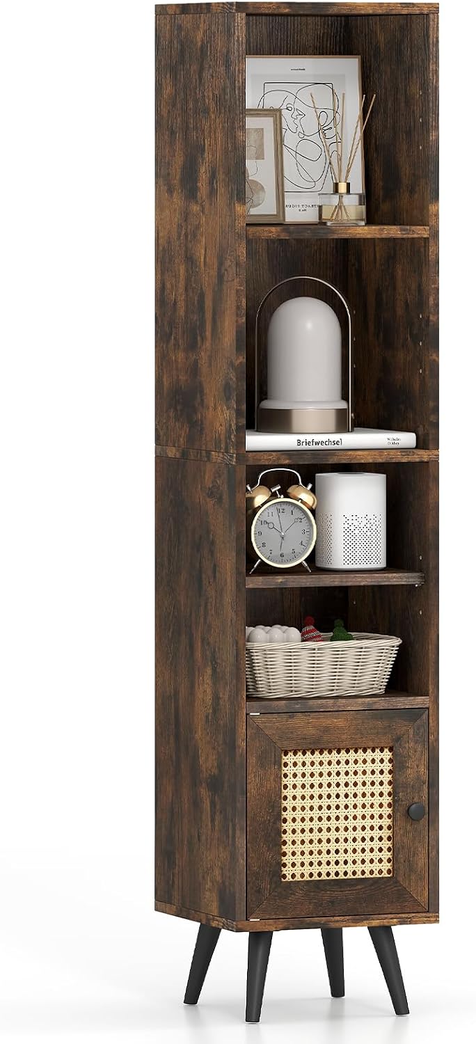 Giantex 6-Tier Tall Narrow Bookcase, 54 Inches Slim Storage Cabinet with Adju...