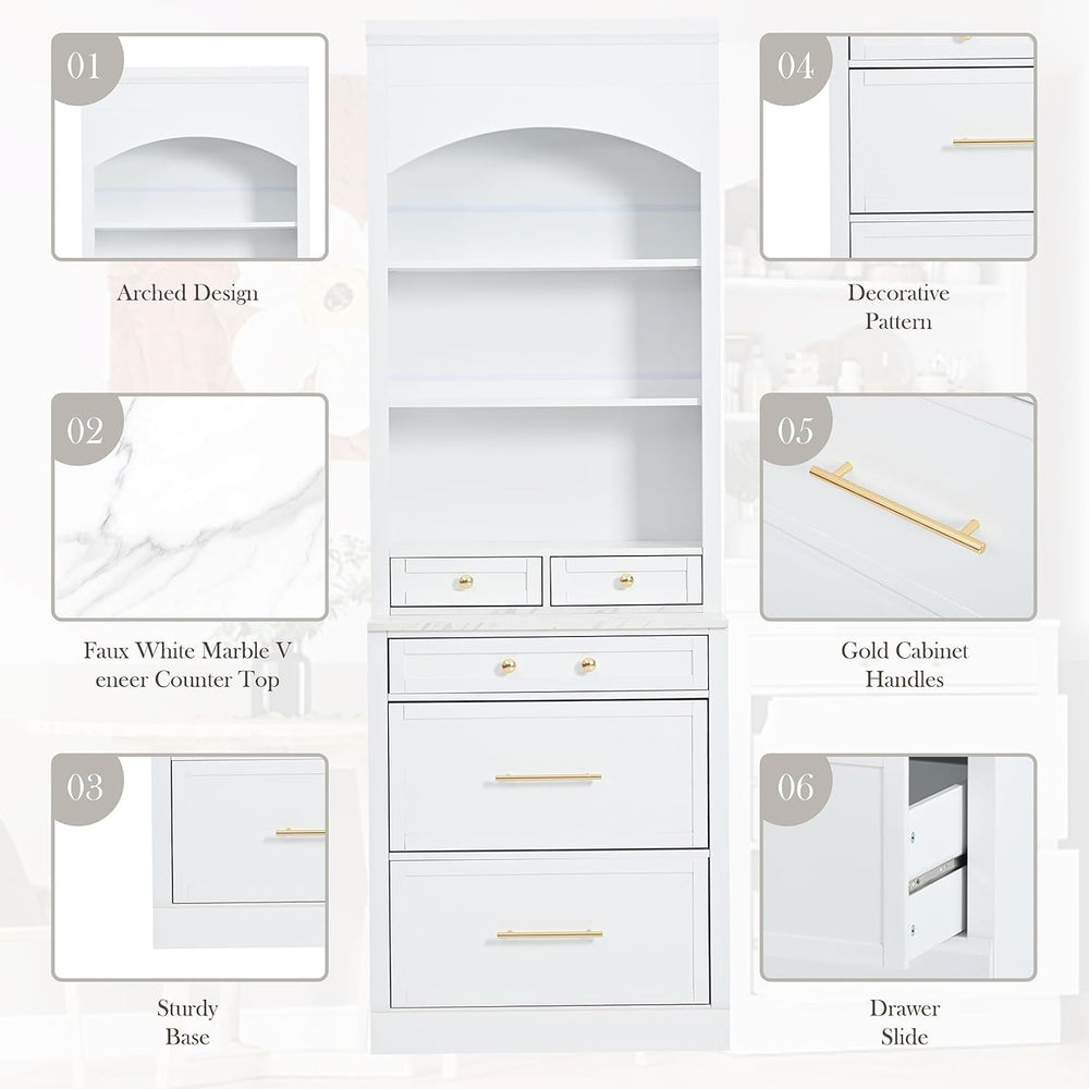83.7inch High Modern Utility Kitchen Pantry, Freestanding Tall Kitchen Hutch ...