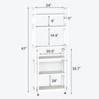 Recaceik 6-Tier Over The Toilet Storage Shelf with Cart, Freestanding Above Toilet Shelf Rack, Farmhouse Bathroom Organizer Shelves, Space Saver (White)