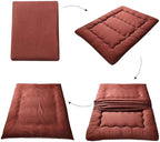 MAXYOYO Japanese Floor Mattress Futon Mattress, 4" Thicken Tatami Mat Sleeping Pad Foldable Roll Up Mat Boys Girls Dormitory Pad Kids Floor Lounger Pillow Bed, Charcoal Grey, Queen Size
