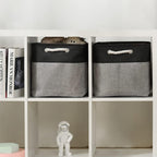 TcaFmac Organization and Storage Basket for Shelves - 16x12x12 inch Large 2 Pack Collapsible Storage Boxs for Organizing, Fabric Storage Cubes for Closet Cloth Toy Books Kids(Black&Grey)