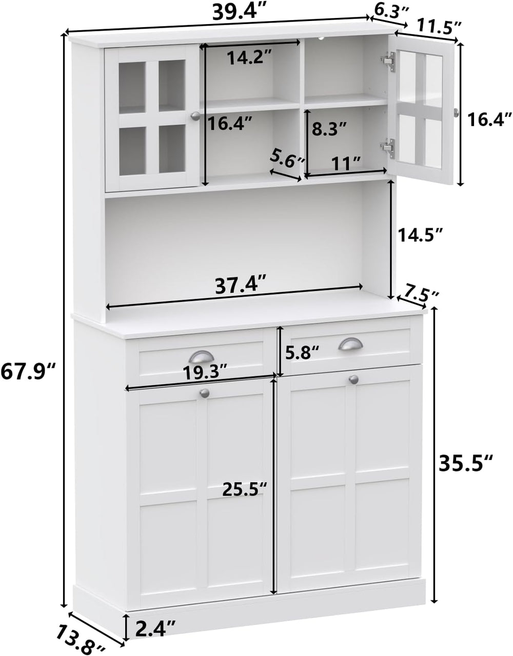Gyfimoie Kitchen Pantry Cabinet with Double Tilt Out Trash Cabinet, 68" ...