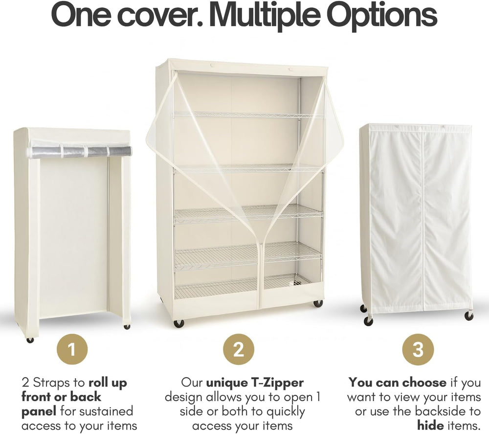 Formosa Covers Premium Clear Front Wire Shelf Steel Rack Cover Off White - He...