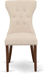 East West Furniture MLGA3-MAH-32 3 Piece Dining Room Table Set Contains a Rectangle Kitchen Table with Butterfly Leaf and 2 Light Beige Linen Fabric Parson Chairs, 36x54 Inch, Mahogany