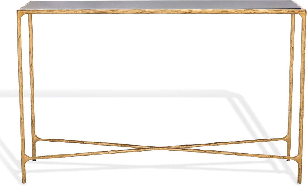 SAFAVIEH Couture Collection Jessa Brass Base & Black Marble Top Rectangul...