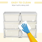 Qaba 3 Tier Kids Storage Unit, 6 Drawer Chest Toy Organizer Plastic Bins for Kids Bedroom Nursery Kindergarten Living Room for Boys Girls Toddlers, Cream White