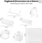 Peg board Set - 17 pcs Pegboard Kit, Includes 4 Pegboards with 13 Different Accessories, Pegboard Wall Organizer, Peg Boards for Wall Craft Room for Kitchen, Garage, Workshop, Tool Accessories | White
