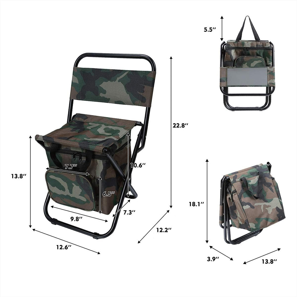 LEADALLWAY Fishing Chair with Cooler Bag Compact Fishing Stool Foldable Small...