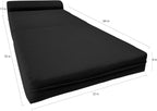 D&D Futon Furniture Sleeper Chair Folding Foam Bed, Portable Studio Guest Sofa Beds 6 x 32 x 70 Black