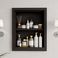 Solid Wood 14 X 18 Recessed Medicine Cabinet,2-Tier, Medicine Cabinet Organizer,Wall Niche, Bathroom Wall Cabinet Black