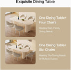 Dining Table Set for 6, Modern Cream White Kitchen Table with 6 Chairs, Dining Room Table Set for Kitchen, Dining Room, Home & Office