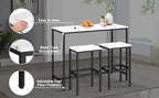 Aklaus Bar Table Set,44" White Faux Marble Top Bar Table and Chairs Set,Counter Height Bar Table with 2 Bar Stools,3 Piece Kitchen Breakfast Table for Living Room Dining Room Apartment