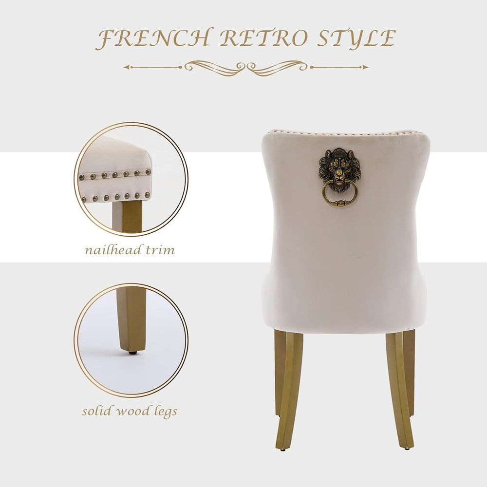 LKTART Dining Chairs Set of 6 Mid-Century Modern Chairs with Lion Head Pull R...