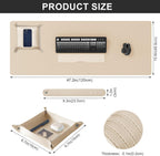 DAWNTREES Dual Sided Desk Mat,Leather Desk Pad,47.2''x15.8'',Cork Desk Mat Protector,with PU Leather Valet Tray Organizer,Large Mouse Pad,Desk Writing Pad for Office and Home(Khaki)