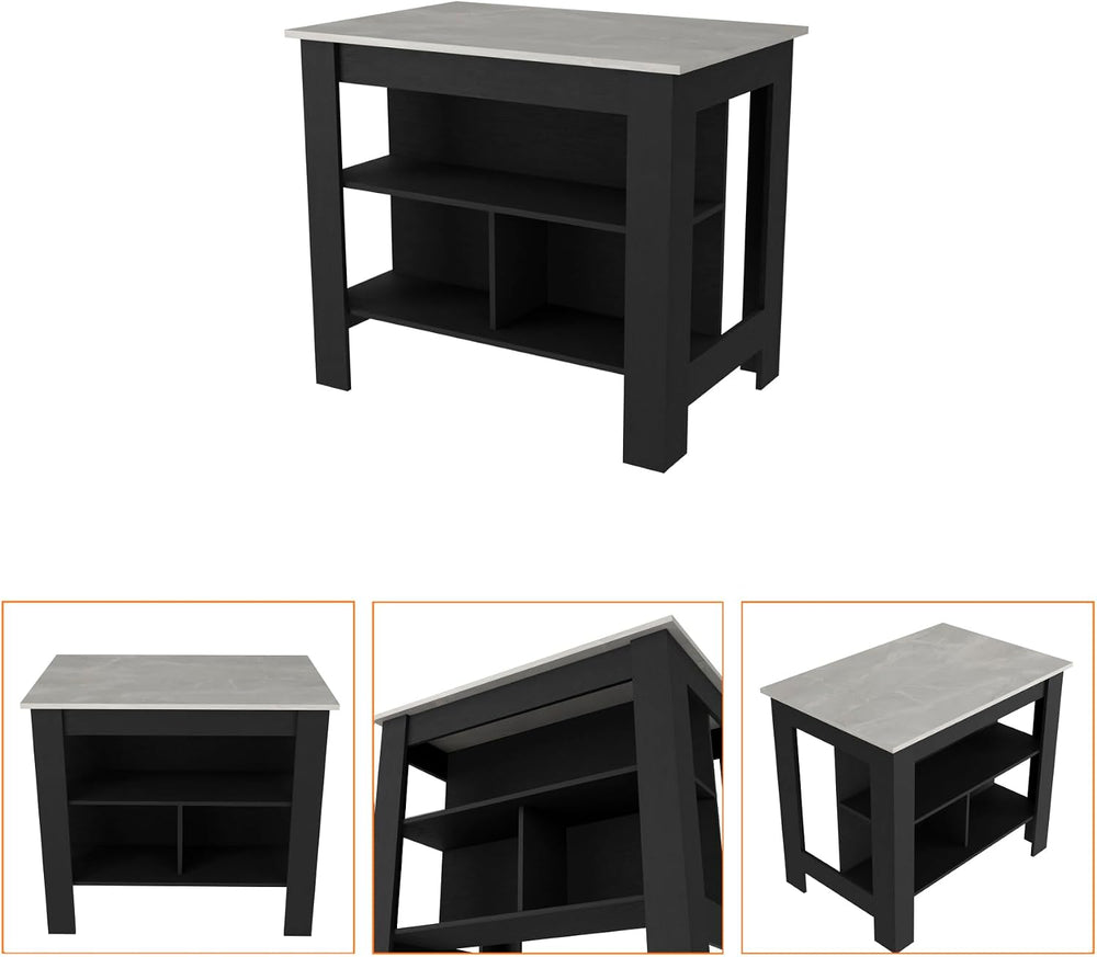 Kitchen Island with Three Concealed Shelves Multicolor | Three concealed stor...