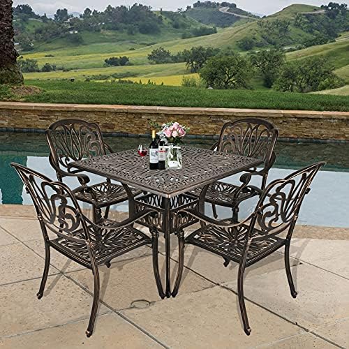 TITIMO 5-Piece Outdoor Patio Dining Set, Cast Aluminum Patio Furniture Set, 4...