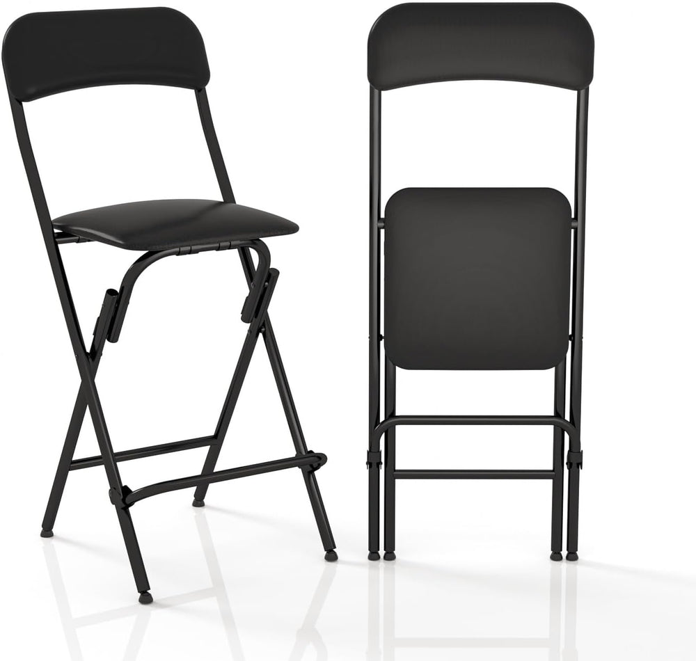 Folding Bar Stool with Back, 300lb Capacity, Collapsible Stool for Kitchen Ba...