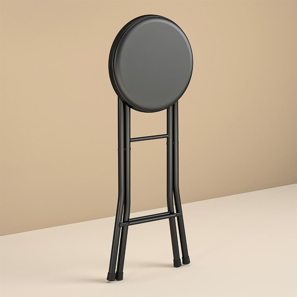 24" Vinyl Padded Folding Stool, Black