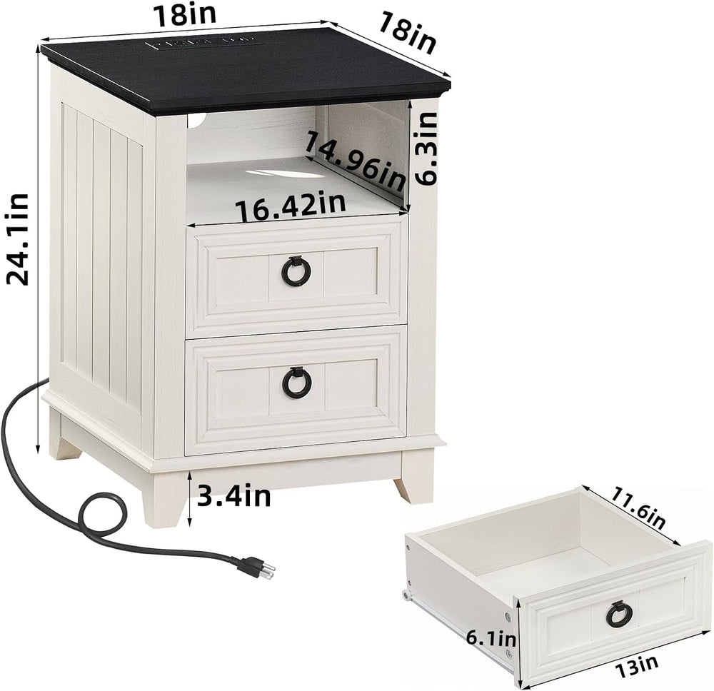 Joaxswe Farmhouse Coffee Table Set of 3, Charging Station Sets