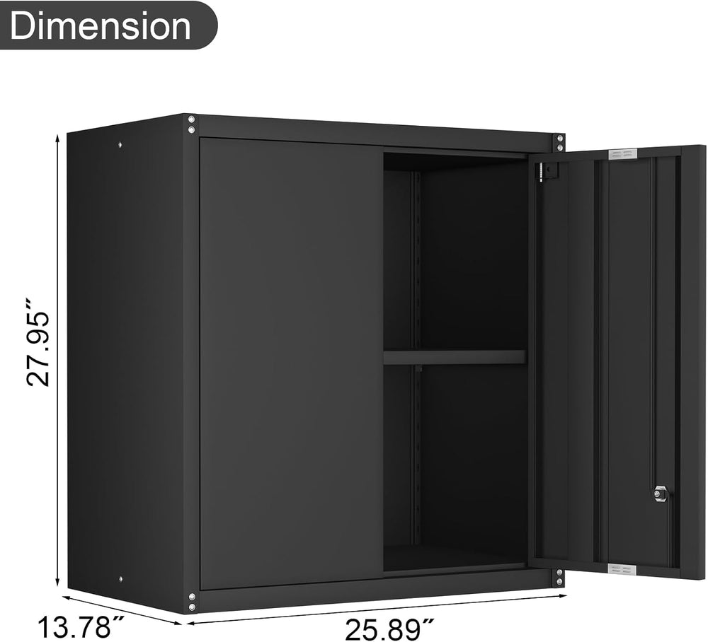 IRONFFICE Metal Storage Cabinet,Garage Wall Cabinets with Locking Doors,Black...