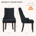 COLAMY Wingback Upholstered Side Dining Room Chairs Set of 2, Fabric Dining Chairs with Tufted Button, Living Room Chairs for Home Kitchen, Black