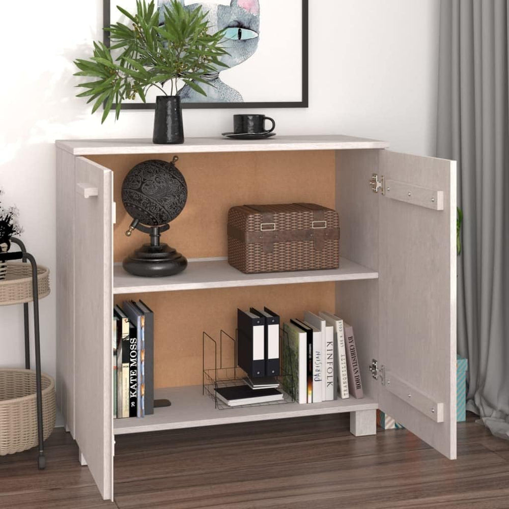 White Wooden Sideboard with 2 Doors, 33.5"x13.8"x31.5" Solid P...