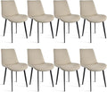 Dining Chairs, Modern PU Leather Dining Room Chair with Sturdy Metal Legs, Upholstered Seat Dinner Chairs Accent Side Chairs for Indoor Kitchen Living Room (Light Grey, Set of 8)