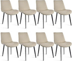 Dining Chairs, Modern PU Leather Dining Room Chair with Sturdy Metal Legs, Upholstered Seat Dinner Chairs Accent Side Chairs for Indoor Kitchen Living Room (Light Grey, Set of 8)