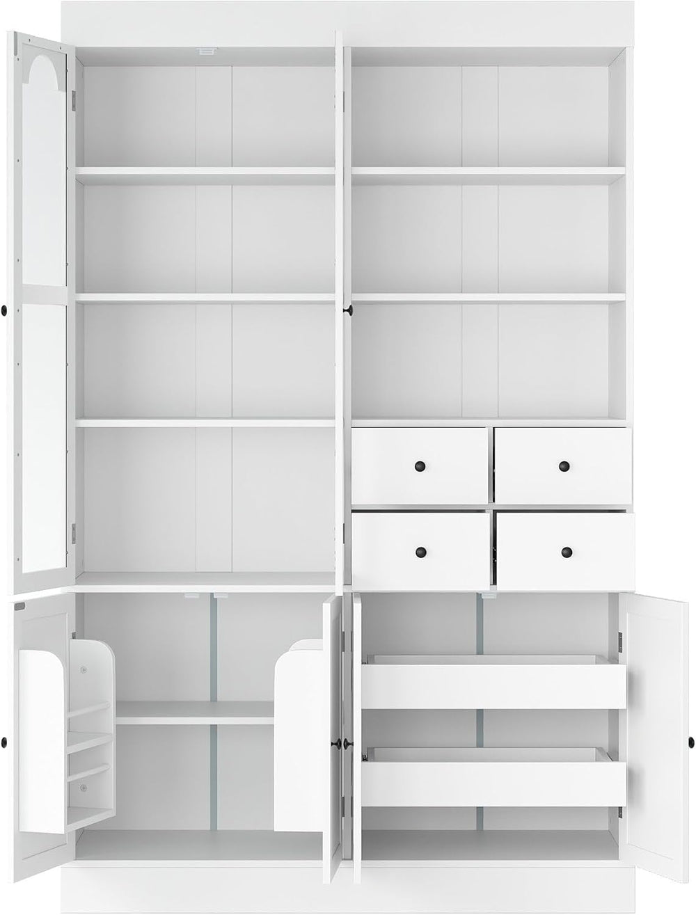 75 Inch Tall Freestanding Buffet with Hutch, Farmhouse Kitchen Pantry Cabinet...