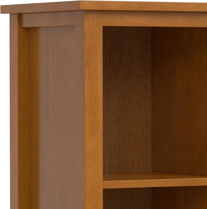 SIMPLIHOME Warm Shaker Bookcase - 44 inch Tall 9-Cube Solid Wood Cube Organizer in Light Golden Brown, Transitional Storage for Living Room, Study Room or Office with Fixed Shelves and Tapered Legs