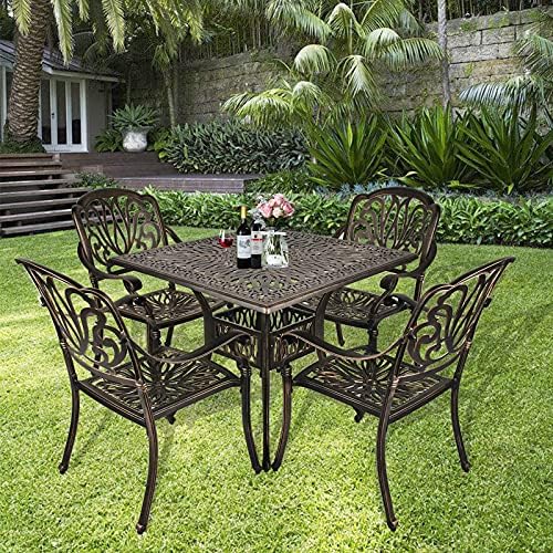TITIMO 5-Piece Outdoor Patio Dining Set, Cast Aluminum Patio Furniture Set, 4...