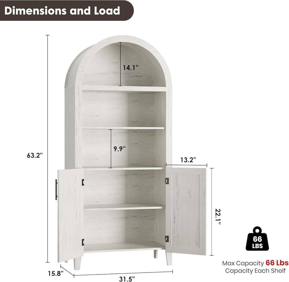 Garvee Arched Cabinet with Doors, 5-Tier Kitchen Pantry Cabinet with Adjustab...