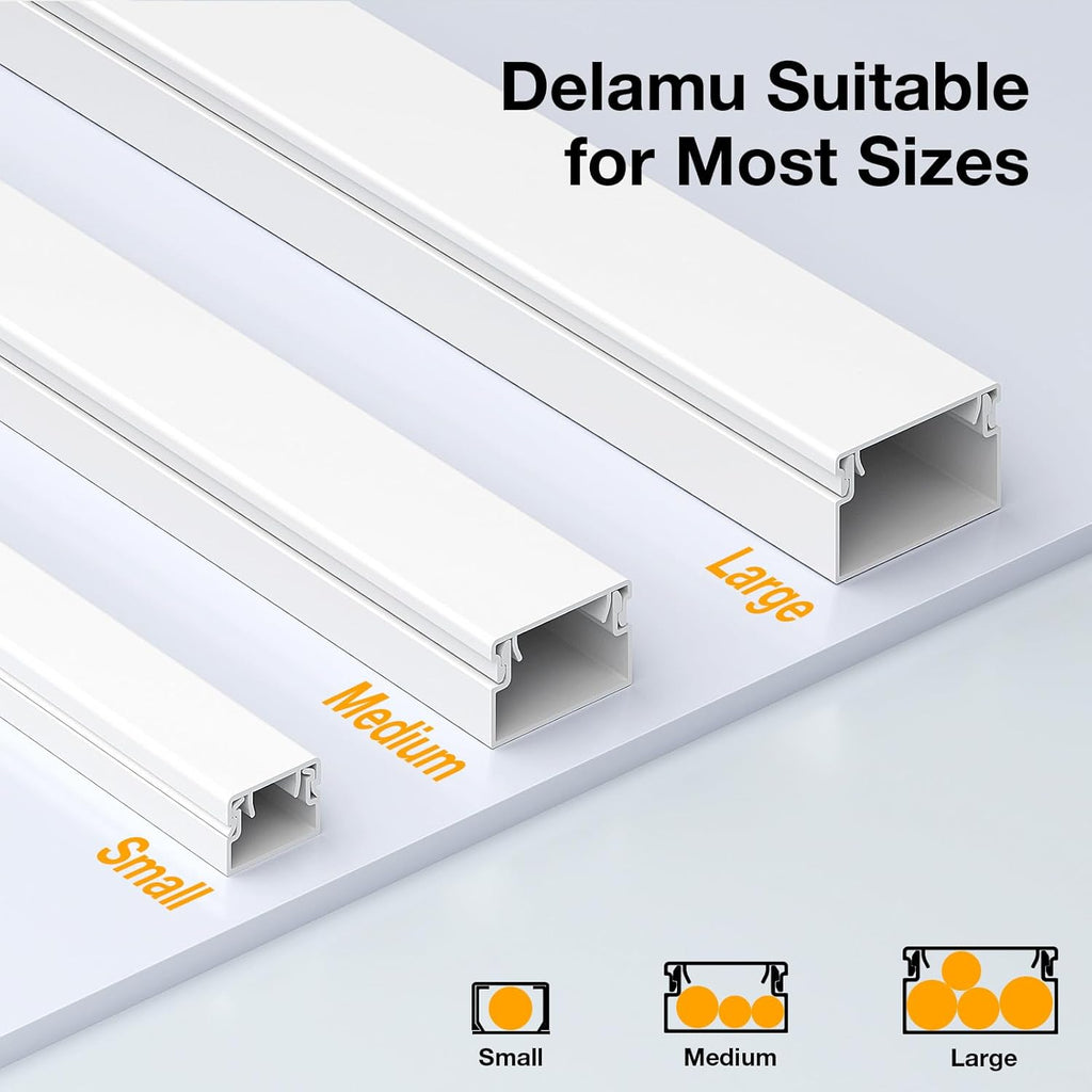 Delamu Cable Hider, 315in Cord Hider Cord Covers for 1 Wire on Wall, Premium Wire Covers for Cords, Cable Cover Organizer, TV Wires Hiders for Wall Mounted Tv, L15.7X W0.55x H0.4in, White