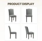 COLAMY Grey Upholstered Parsons Dining Chairs Set of 4,Comfortable Foam Seat, Classic Nailhead Trim, Solid Wood Legs, Stable & Easy to Assemble for Dining Room, Kitchen, Living Room & Café