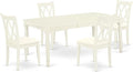 East West Furniture DOCL5-LWH-C 5 Piece Dinette Set for 4 Includes a Rectangle Dining Table with Butterfly Leaf and 4 Linen Fabric Dining Room Chairs, 42x78 Inch, Linen White