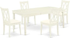East West Furniture DOCL5-LWH-C 5 Piece Dinette Set for 4 Includes a Rectangle Dining Table with Butterfly Leaf and 4 Linen Fabric Dining Room Chairs, 42x78 Inch, Linen White