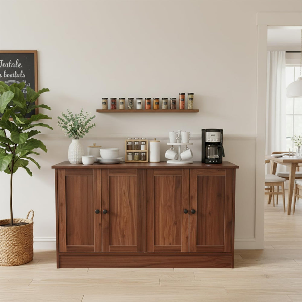 holzart Rustic Brown Buffet Cabinet with Storage, 49" Farmhouse Kitchen ...