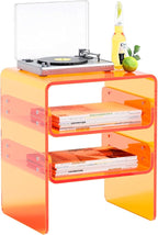 Clear Acrylic 3-Tier End Table/Nightstand – Sleek Bedside Storage with Durable Design, Perfect for Bedrooms, Living Rooms, or Modern Interiors – Ideal as a Bedside Table or Sofa Side Piece (Orange)