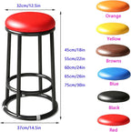 Backless Counter Stools, Metal Bar Stools, Office Three-Ring High Chair, Widen The Large Seat Surface, for Pub Coffee Home Dinning Kitchen Island(Red,45cm/18in)