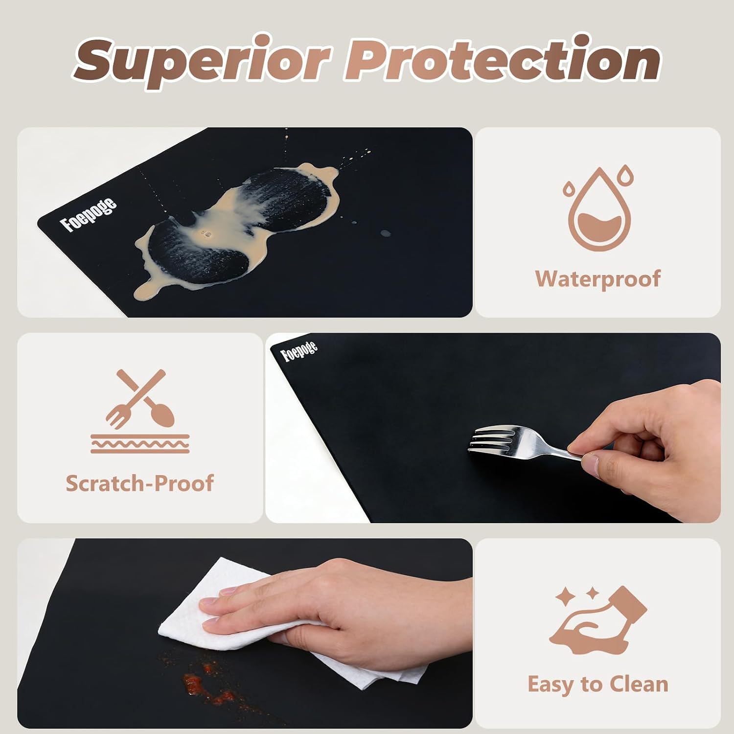 Heat-Resistant Silicone Table Protector Cover 49.2x19.7x0.06 Inch Thick | Food-Grade Table Protector for Dining Room Table Kitchen Countertop & Counter Mat -Waterproof Tabletop Cover Pad & Crafting