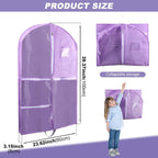 Hanging Dance Garment Bag, 40" Waterproof Hanging Garment Bag with 4 Pockets Kids Garmen-t Bags For Hangin-g Clothes for Dance Costumes,Sports,Theatre,Beauty Pageants(COLOR:Purple)