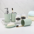 IMAVO Bathroom Accessories Set,Green Bathroom Set,9 Pieces Bathroom Accessory Set,Tray,Qtip Holders,Toilet Brush,Trash Can for Bathroom Décor and Home Gifts