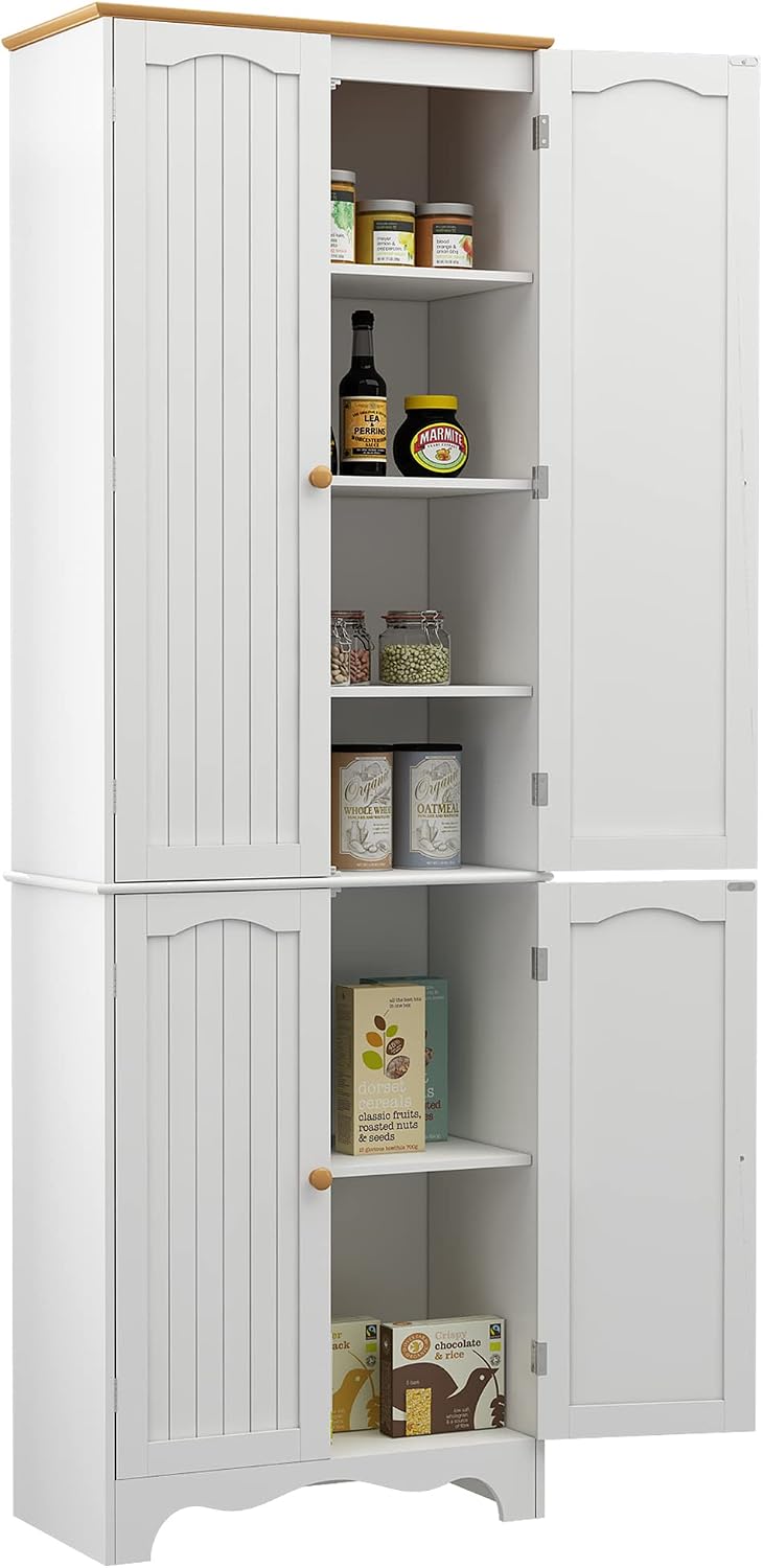 Yusong 72'' Tall Kitchen Pantry Cabinet, Freestanding Storage Cabinet...