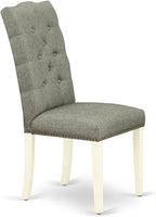 East West Furniture V027EL207-7 7 Piece Dining Room Table Set Consist of a Rectangle Kitchen Table with V-Legs and 6 Gray Linen Fabric Parsons Dining Chairs, 40x72 Inch, Multi-Color