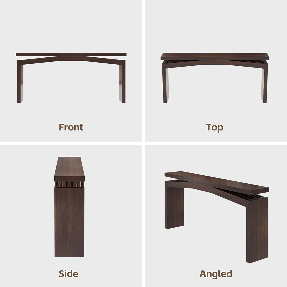 Epecoya Modern Dark Brown Console Table for Living Room, Vintage Wooden Entry...