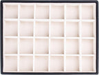 SANQIANWAN Leather Jewelry Organizer Trays Velvet Liner Storage Drawer Display Case Stackable Trays for Necklace,Rings and Earring (Black2)