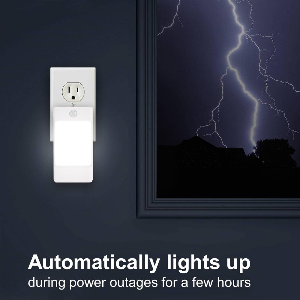 4-in-1 LED Night Light Emergency Backup Light, Motion Sensor, Dusk-to-Dawn Se...