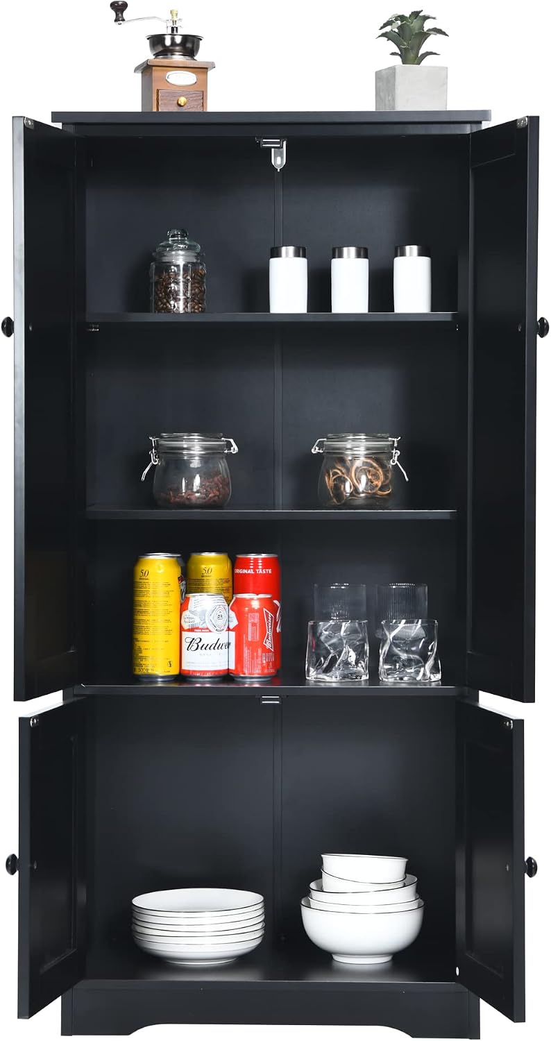 LOKO Kitchen Pantry Storage Cabinet, Modern Kitchen Cupboard with Adjustable ...